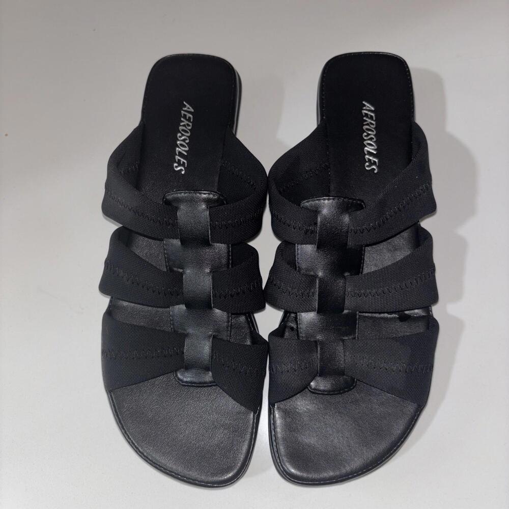 Aerosoles Black Stretch Comfort Black Heel Sandal Size 9 Women